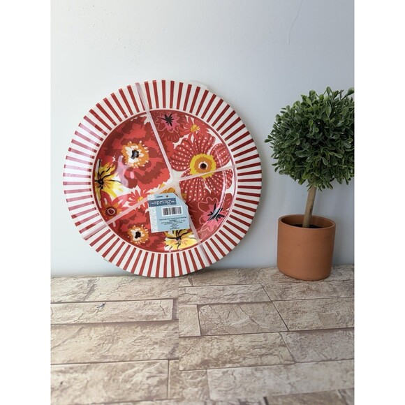 Set Of 4 Floral  Melamine Dessert Plates 10” NEW - Picture 4 of 5